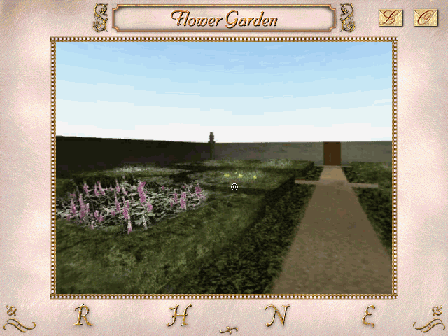 William Shakespeare's Hamlet: A Murder Mystery (Windows) screenshot: Ophelia's Garden. You're not allowed to leave it until you complete the puzzle.