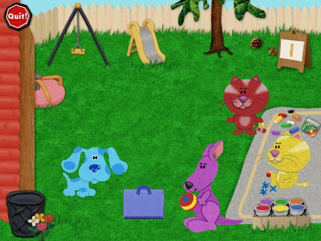 Blue's Clues: Blue's Art Time Activities (Windows) screenshot: Blue's friends invite her to a hopscotch board game