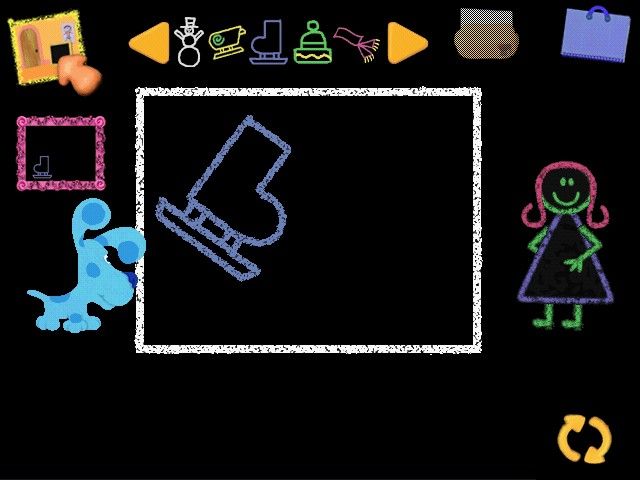 Blue's Clues: Blue's Art Time Activities (Windows) screenshot: One of Chalk Girl's shapes to match and color in