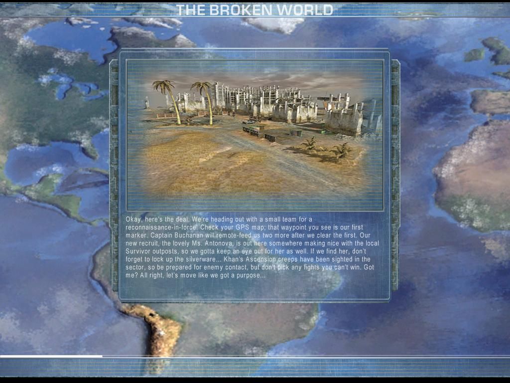 Maelstrom (Windows) screenshot: Loading screens provide the mission briefing.
