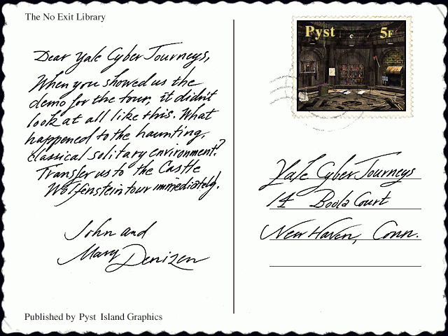 Pyst (Windows) screenshot: Each postcard features a unique hand-writing.