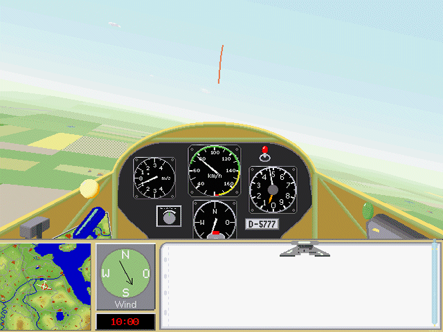 SFS PC 3.0: The Soaring Simulator (DOS) screenshot: In cockpit. Notice the yaw string.