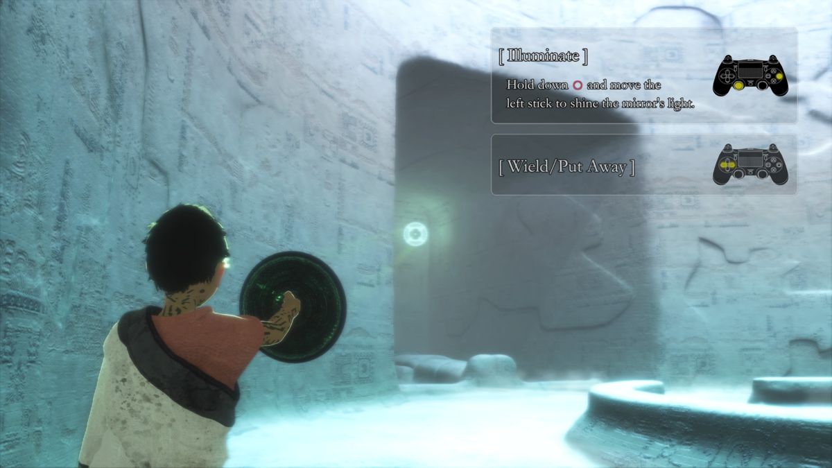 The Last Guardian (PlayStation 4) screenshot: Using the mirror's light