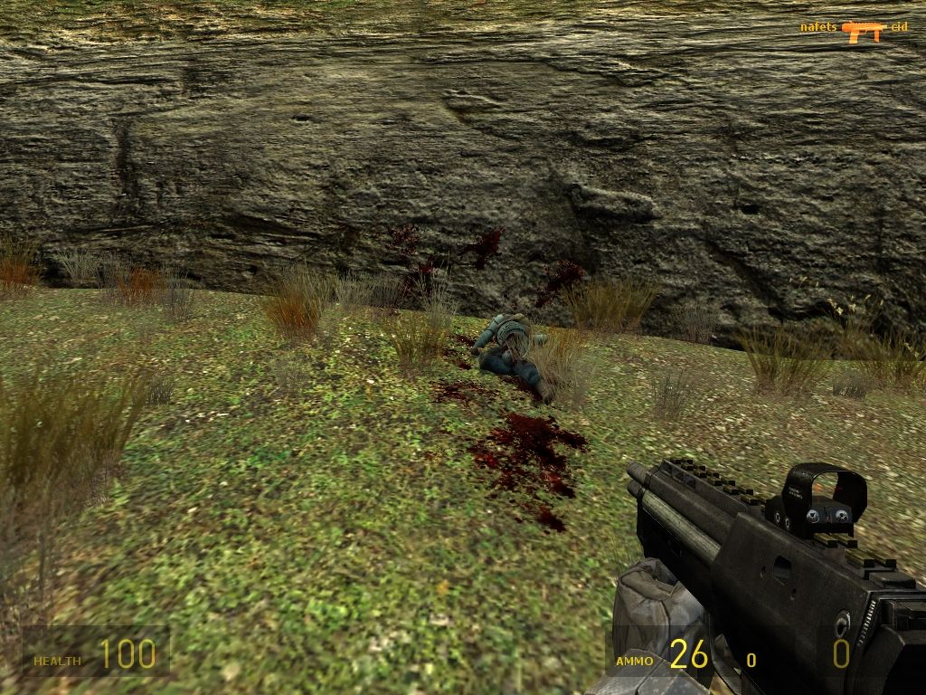 Half-Life 2: Deathmatch (Windows) screenshot: A kill, wow that is rare for me!