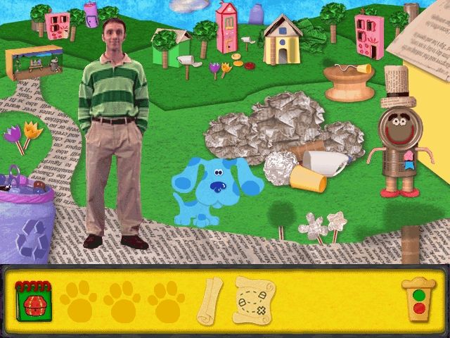 Blue's Clues: Blue's Treasure Hunt (Windows) screenshot: Al Luminum needs help putting the recycling away.