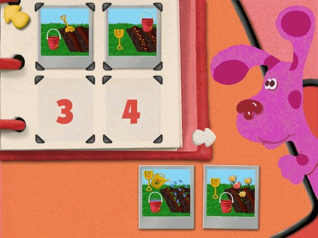 Blue's Clues: Blue's Treasure Hunt (Windows) screenshot: Magenta needs her photos put in order.