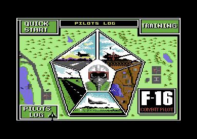 F-16 Combat Pilot (Commodore 64) screenshot: Main menu