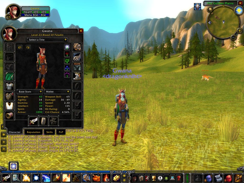 World of WarCraft: The Burning Crusade (Windows) screenshot: The character info screen