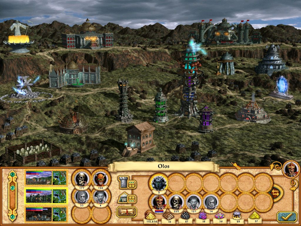 Heroes of Might and Magic IV: Winds of War (Windows) screenshot: A city of the dead with the grail building