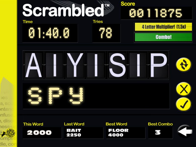 Scrambled (Windows) screenshot: Game play in Replace mode.
