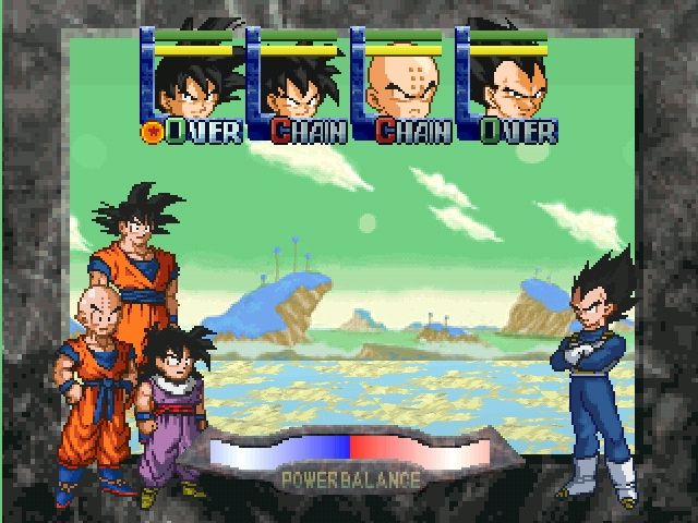 Dragon Ball Z: Idainaru Dragon Ball Densetsu (PlayStation) screenshot: Selecting 3 of the 4 possible fighters for the battle to follow