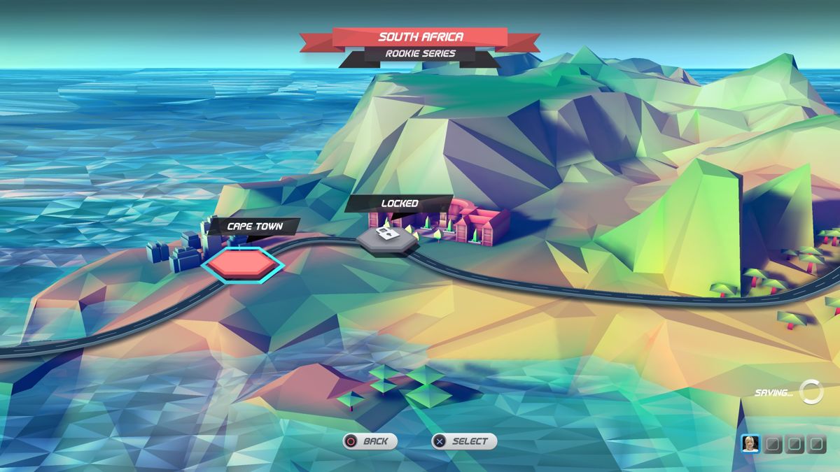 Horizon Chase Turbo: Rookie Series (PlayStation 4) screenshot: South Africa stage tracks