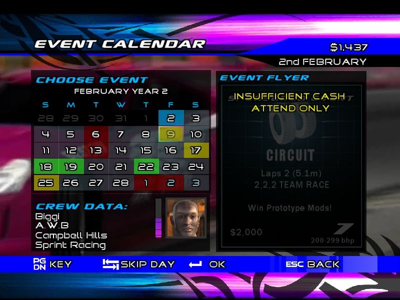 Juiced (Windows) screenshot: The Event Calendar.