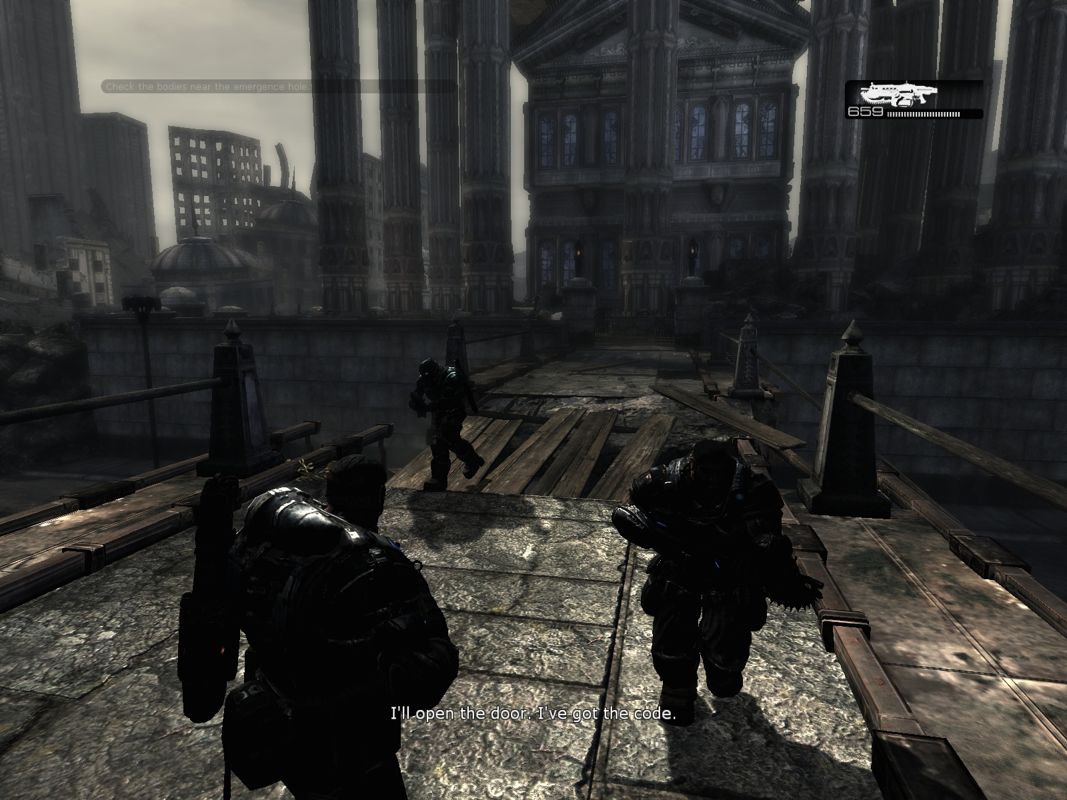 Gears of War (Windows) screenshot: Marcus Fenix's squadmates.