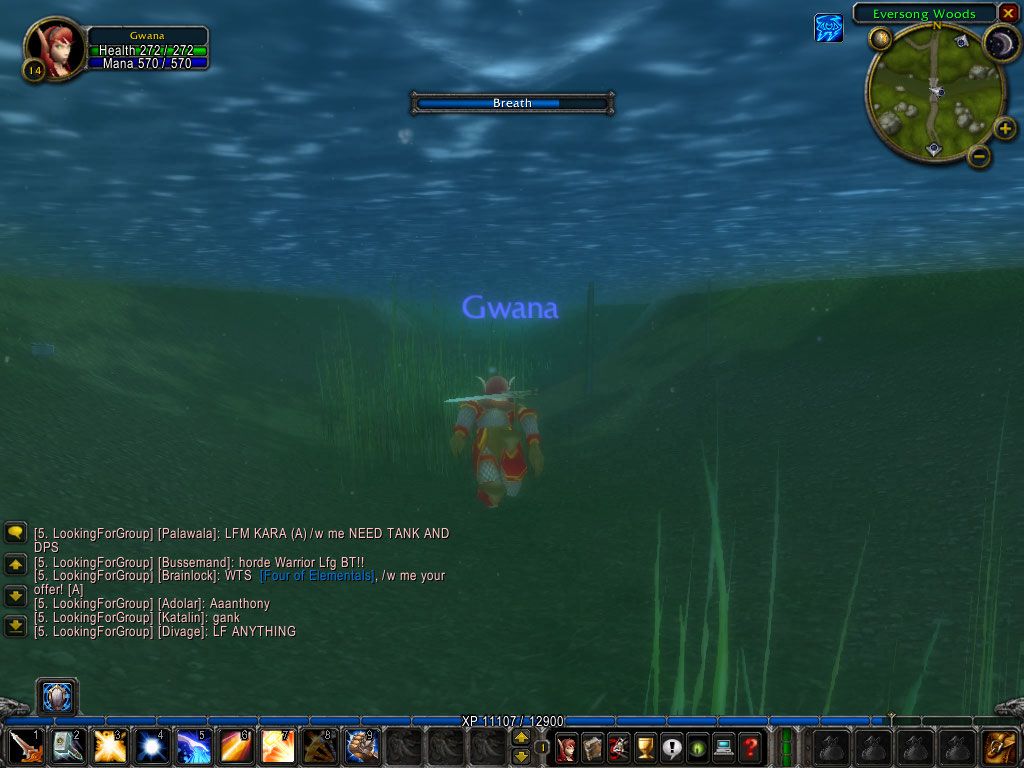 World of WarCraft: The Burning Crusade (Windows) screenshot: Swimming underwater.