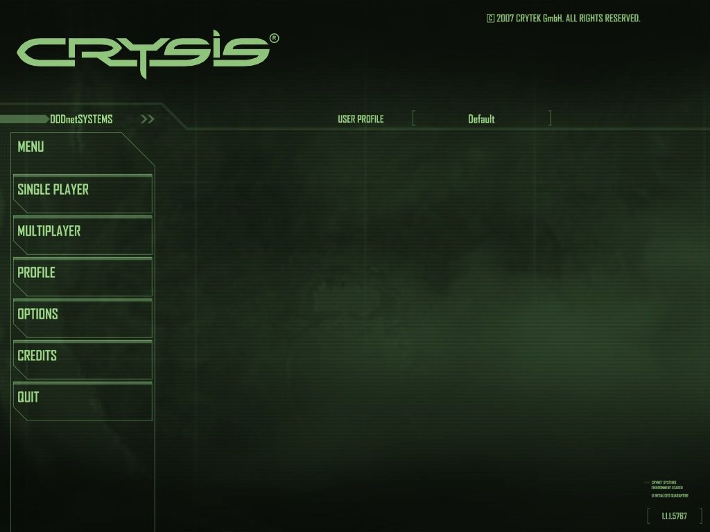Crysis (Windows) screenshot: Main menu