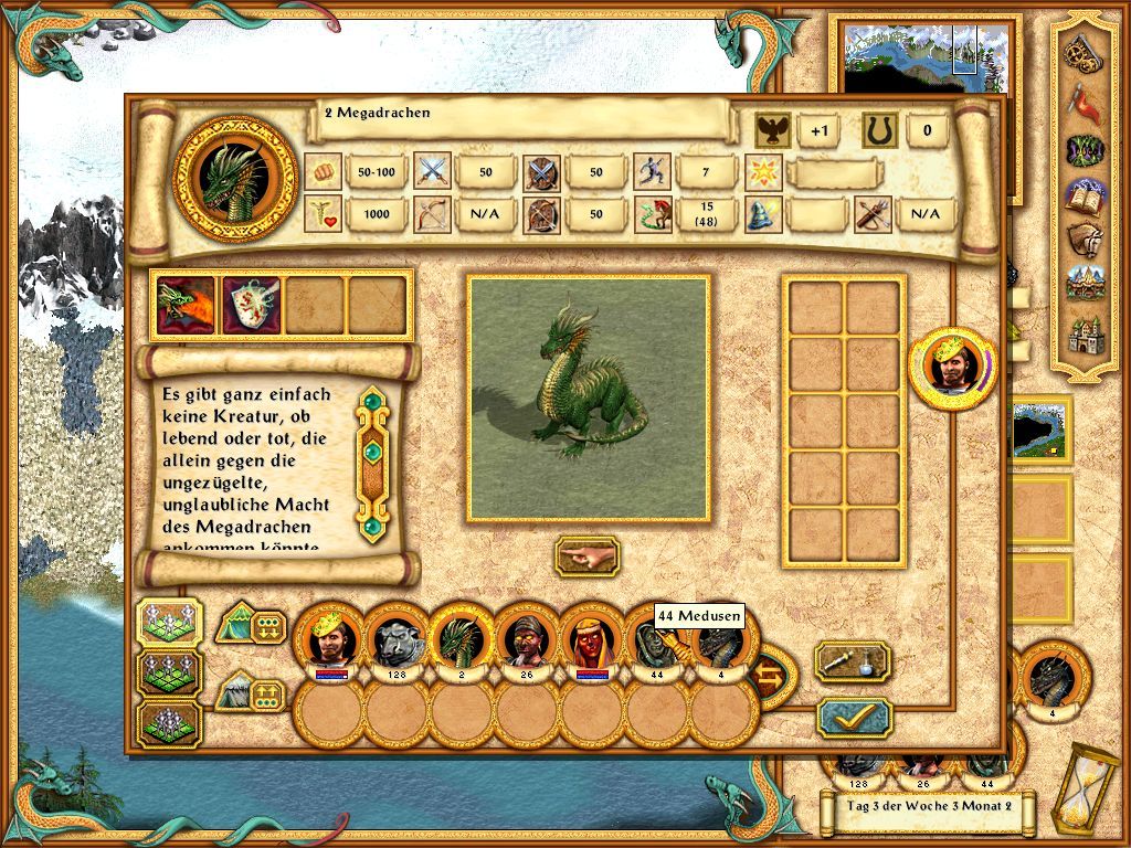 Heroes of Might and Magic IV: Winds of War (Windows) screenshot: One of the new units: the megadragon
