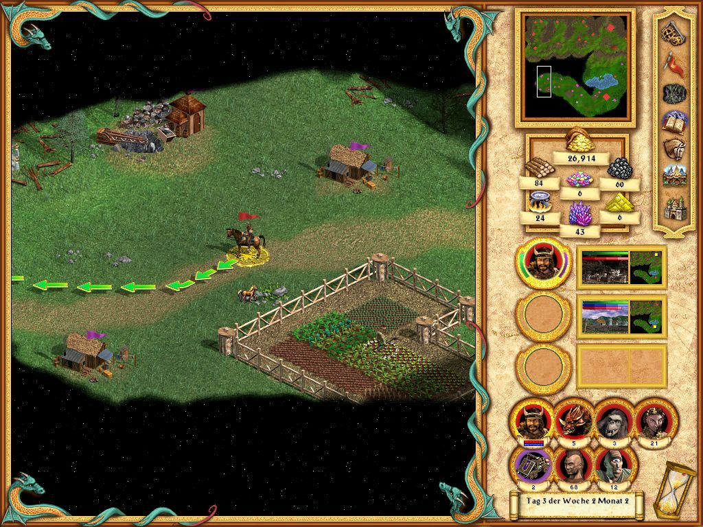 Heroes of Might and Magic IV: Winds of War (Windows) screenshot: A barbarian army with two of the new units