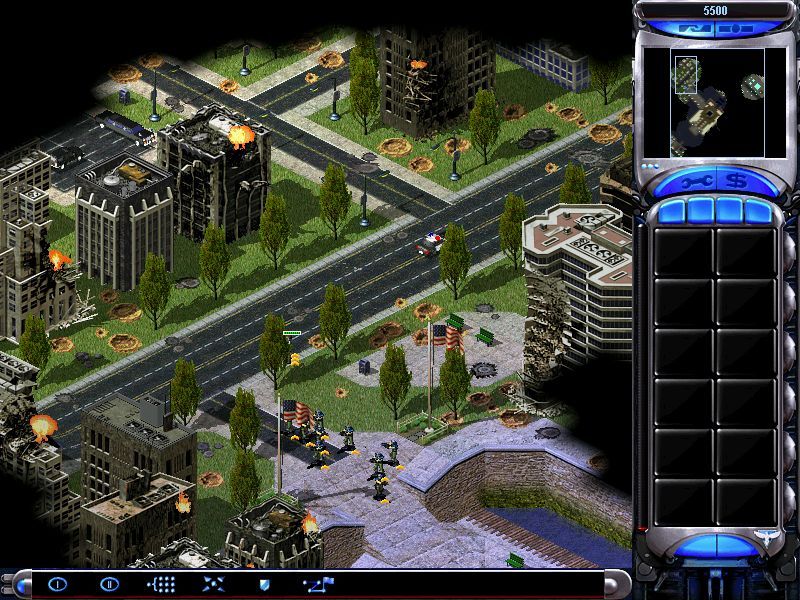 Command & Conquer: Red Alert 2 (Windows) screenshot: Police doesn't serve any useful purpose, it's just an atmospheric detail
