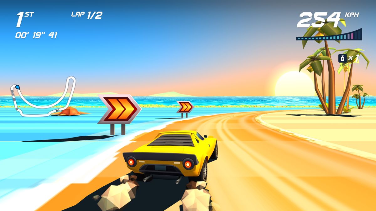 Horizon Chase Turbo: Rookie Series (PlayStation 4) screenshot: Molokini track racing