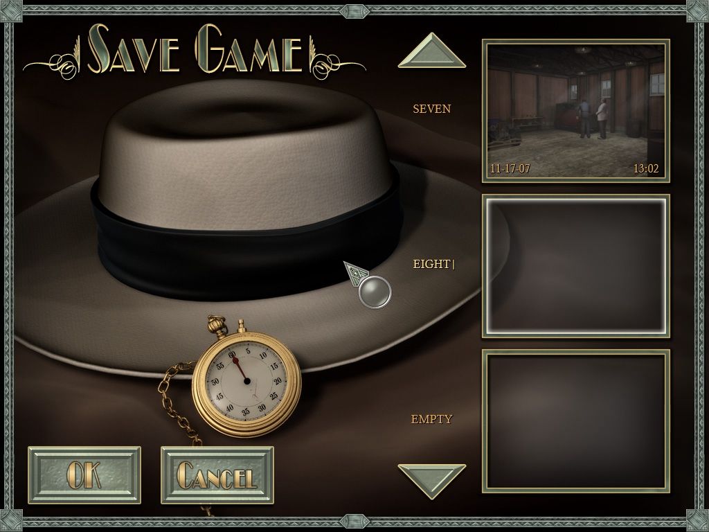 Agatha Christie: Evil Under the Sun (Windows) screenshot: Saving a game.