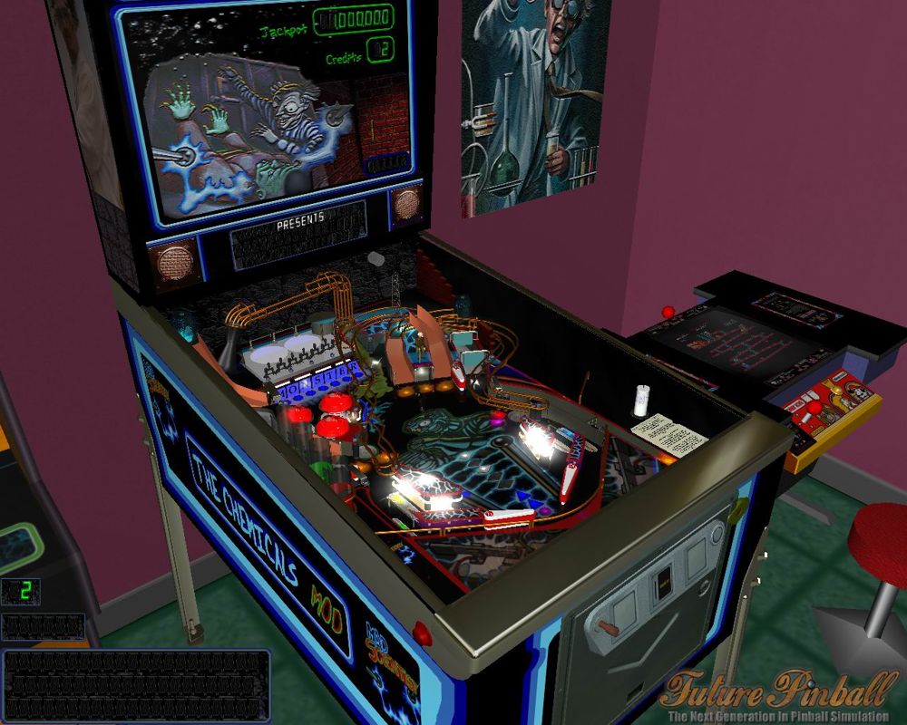 Future Pinball (Windows) screenshot: External view of the Mad Scientist table