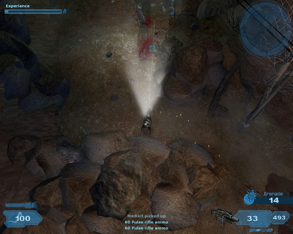 Shadowgrounds: Survivor (Windows) screenshot: Shooting aliens from assault rifle.