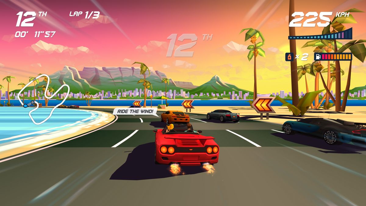 Horizon Chase Turbo: Summer Vibes (PlayStation 4) screenshot: Riding the wind