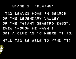 Taz-Mania (SEGA Master System) screenshot: Stage 1 - Plains