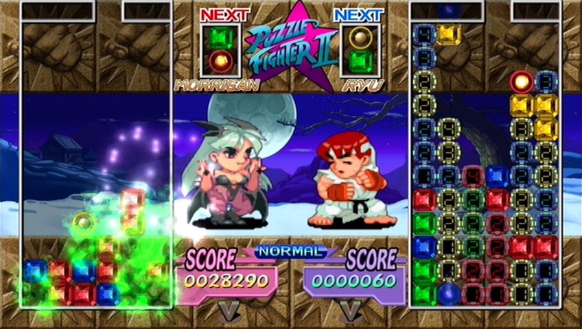 Super Puzzle Fighter II Turbo HD Remix (Xbox 360) screenshot: HD Remix includes more sparkly effects, which is always good.