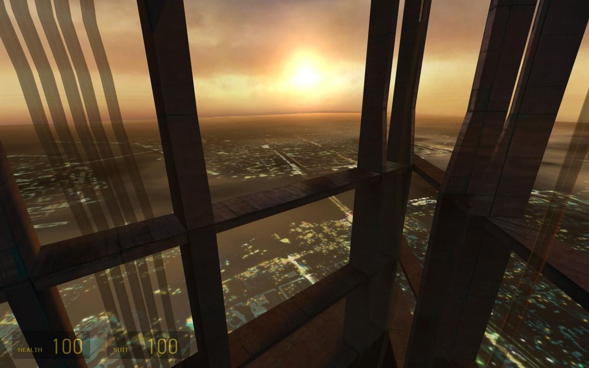 Half-Life 2 (Windows) screenshot: City 17 at sunset