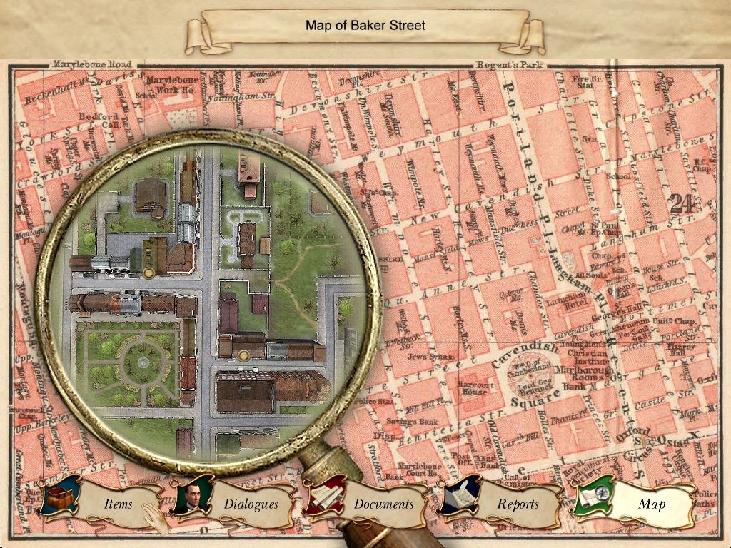 Sherlock Holmes: Nemesis (Windows) screenshot: Map