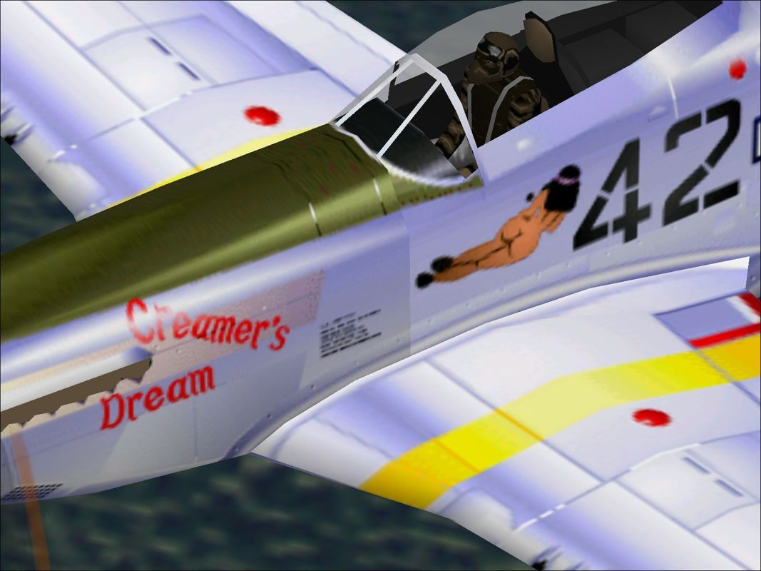 Tuskegee Fighters (Windows) screenshot: Creamer's Dream is the raunchiest livery, and yes, there is a full frontal view on the other side.