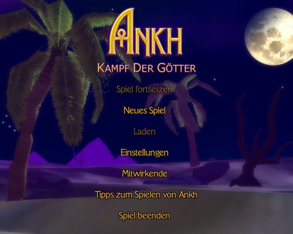 Ankh: Battle of the Gods (Windows) screenshot: Main menu