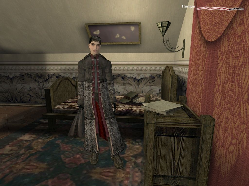 Pathologic (Windows) screenshot: Playing as Burakh and meeting with Dankowky, one of the other two characters you have the choice of playing as.