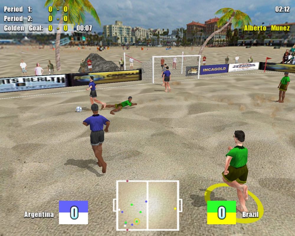 Beach Soccer (Windows) screenshot: That sliding tackle would give a red card in real life.