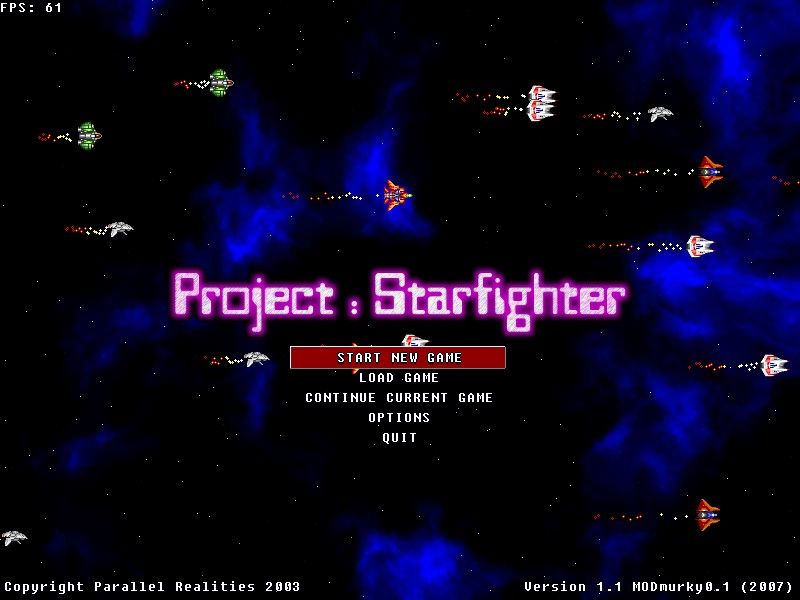 Project: Starfighter (Windows) screenshot: title screen