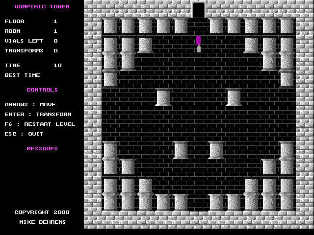 Vampiric Tower (DOS) screenshot: Completing level 1