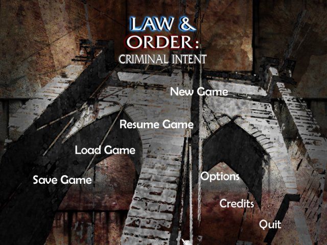 Law & Order: Criminal Intent (Windows) screenshot: Main Menu