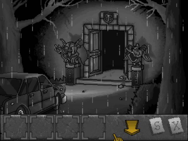 Speculum Mortis (Windows) screenshot: Start of the game, with the inventory shown.