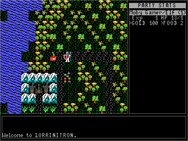 The Rescue of Lorri in Lorrinitron (DOS) screenshot: Starting out in the overland map