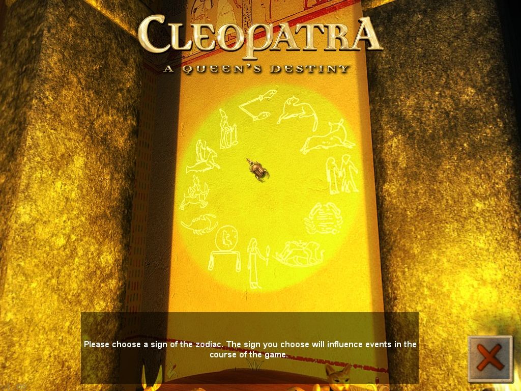 Cleopatra: Riddle of the Tomb (Windows) screenshot: Select a sign of the zodiac. This will affect your luck during the game.