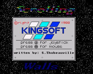 Scrolling Walls (Amiga) screenshot: Selection screen
