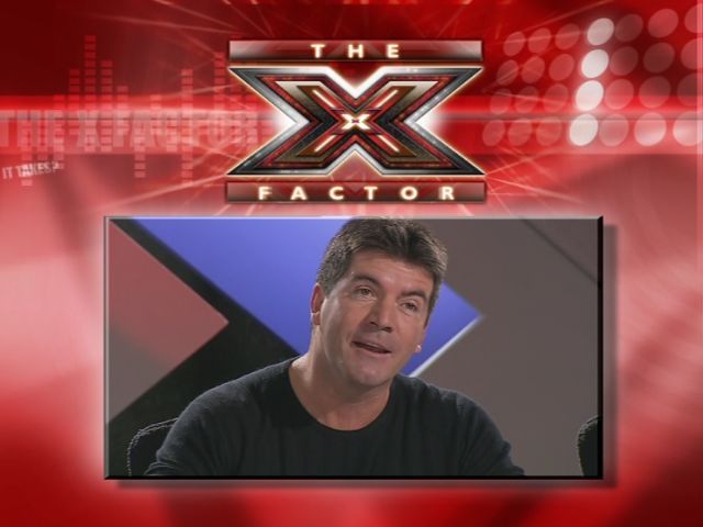 The X Factor: The Official Karaoke DVD - Volume 1 (DVD Player) screenshot: Here's Simon Cowell delivering a very short review then its back to the song menu