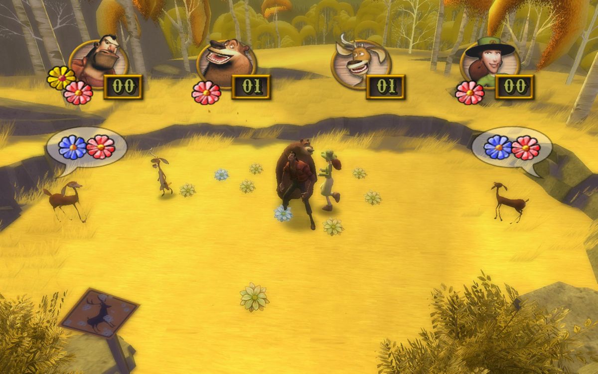 Open Season (Windows) screenshot: Mini-game: gather flowers.