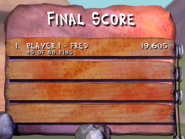 The Flintstones: Bedrock Bowling (Windows) screenshot: The scoreboard
