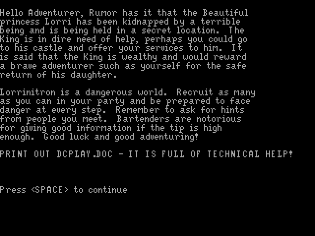 The Rescue of Lorri in Lorrinitron (DOS) screenshot: Background