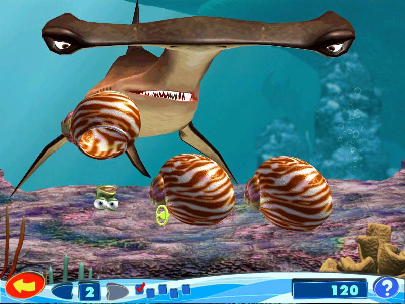 Disney•Pixar Finding Nemo: Nemo's Underwater World of Fun (Windows) screenshot: Find the little fish hiding in the shell.