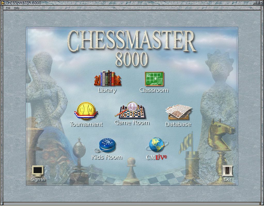 Chessmaster 8000 (Windows) screenshot: The main menu
