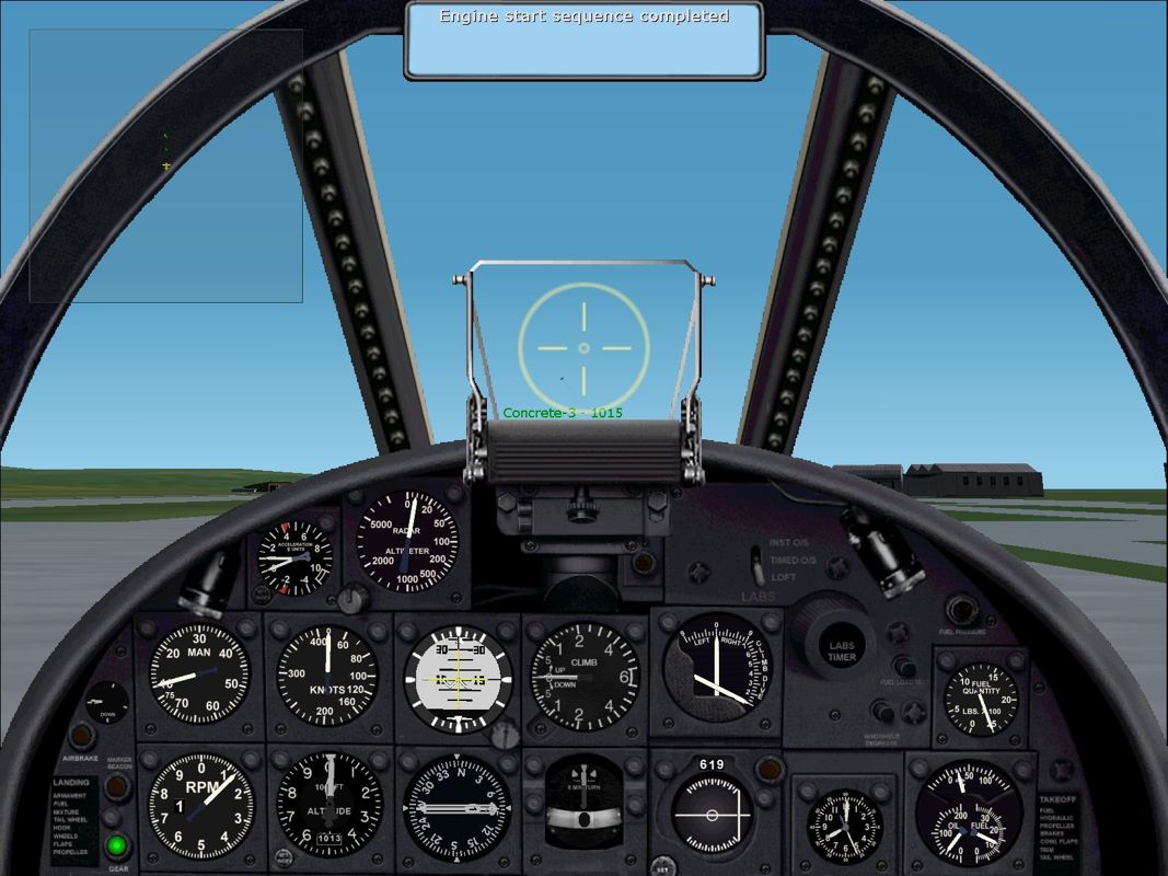 Vietnam Air War (Windows) screenshot: The cockpit of the Douglas A-1H Skyraider